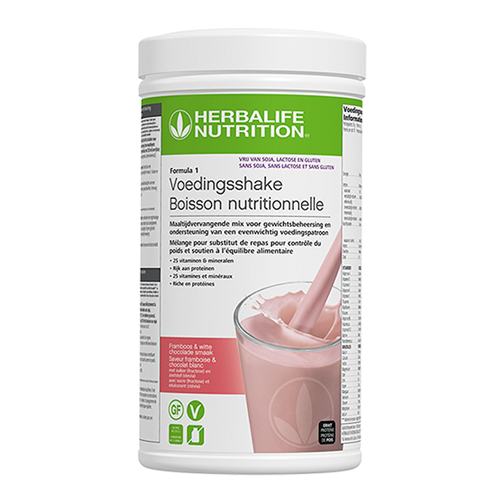 Herbalife Formula 1 Voedingsshake Framboos & Witte Chocolade – Glutenvrij, Sojavrij & Lactosevrij