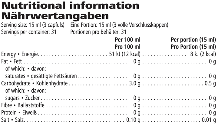 Nährwerte Herbalife Aloe Drinksiroop Mango – 40% Aloë Vera, Suikervrij (473ml)
