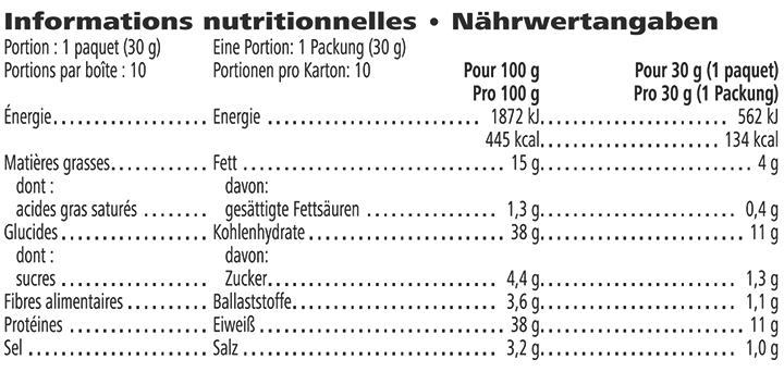 Nährwerte Herbalife Protein-Chips Barbecue, 10 Packungen je 30 g