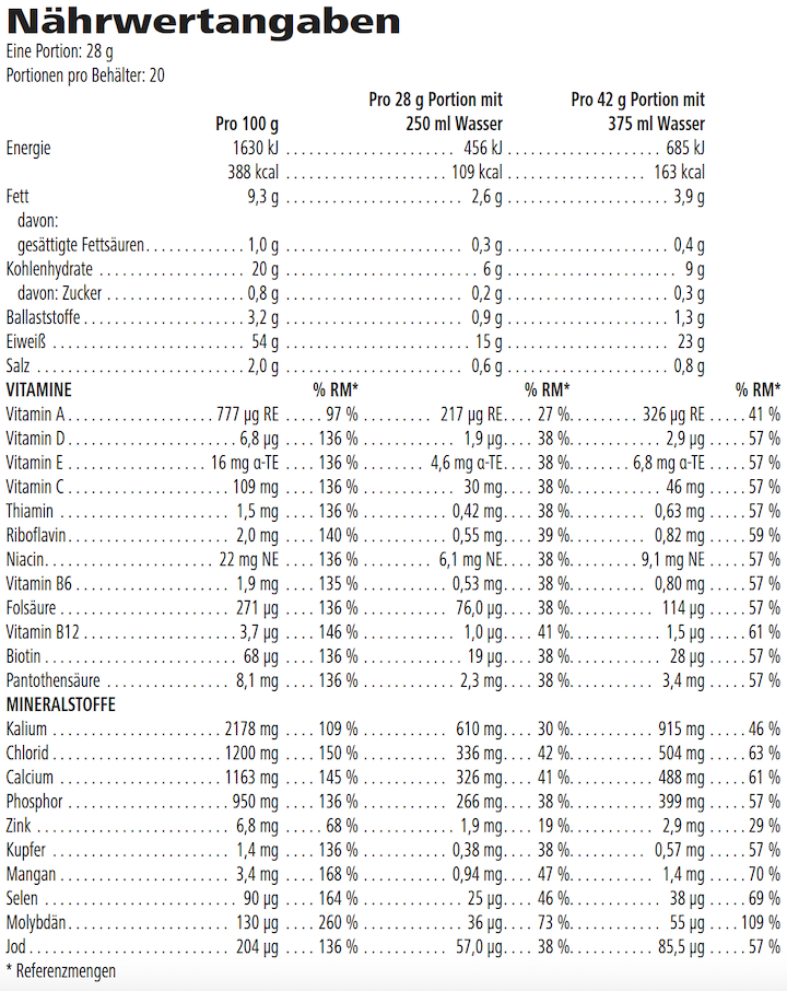 Nährwerte Herbalife Protein-Getränkemix Vegan Vanillegeschmack, 20 Portionen