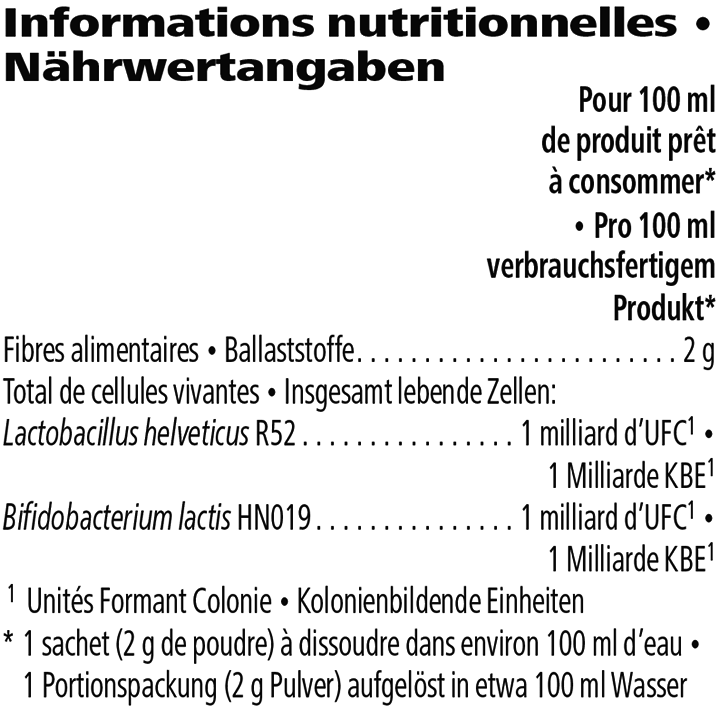 Nährwerte Herbalife Microbiotic Max, Vanillegeschmack, 20 Portionspackungen