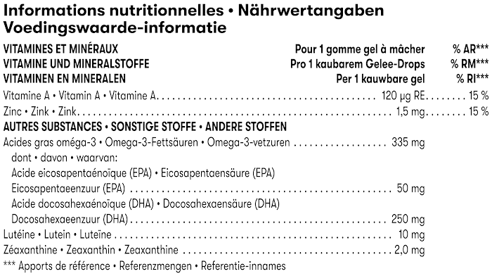 Nährwerte Herbalife ViewVita, 30 kaubare Gelee-Drops