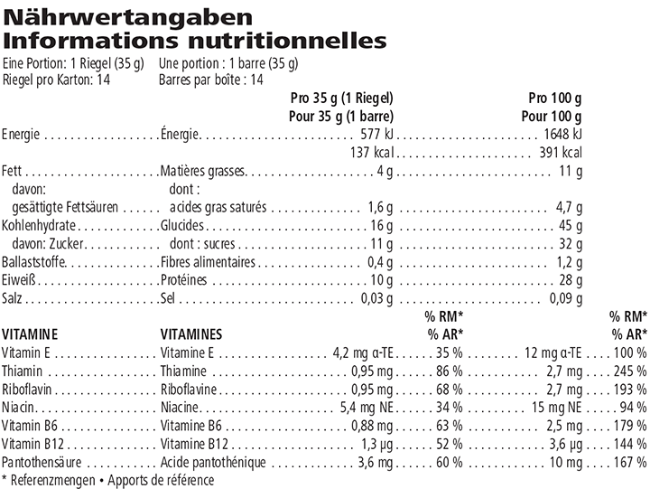 Nährwerte Herbalife Protein Riegel Vanille-Mandel, 14 Riegel je 35 g